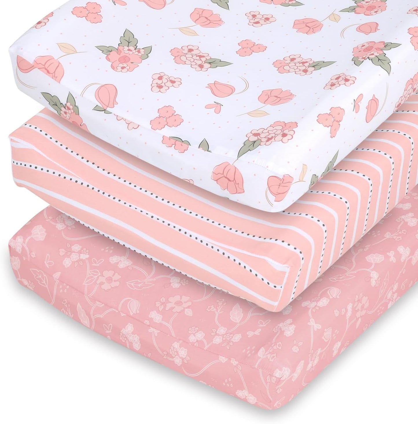 The Peanutshell baby girl changing pad covers front view floral pattern nursery sheets