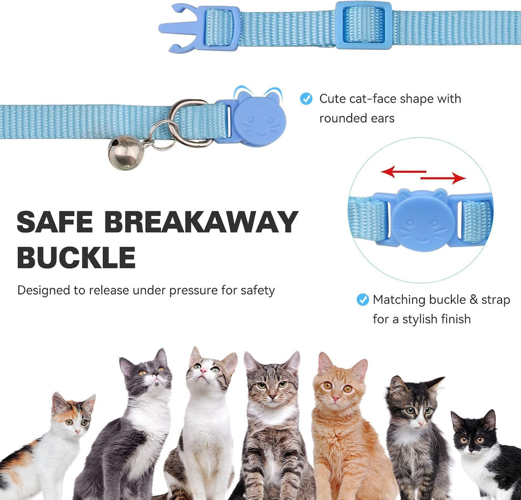 Close up view of the durable nylon webbing on the Waoduld premium breakaway feline collar set