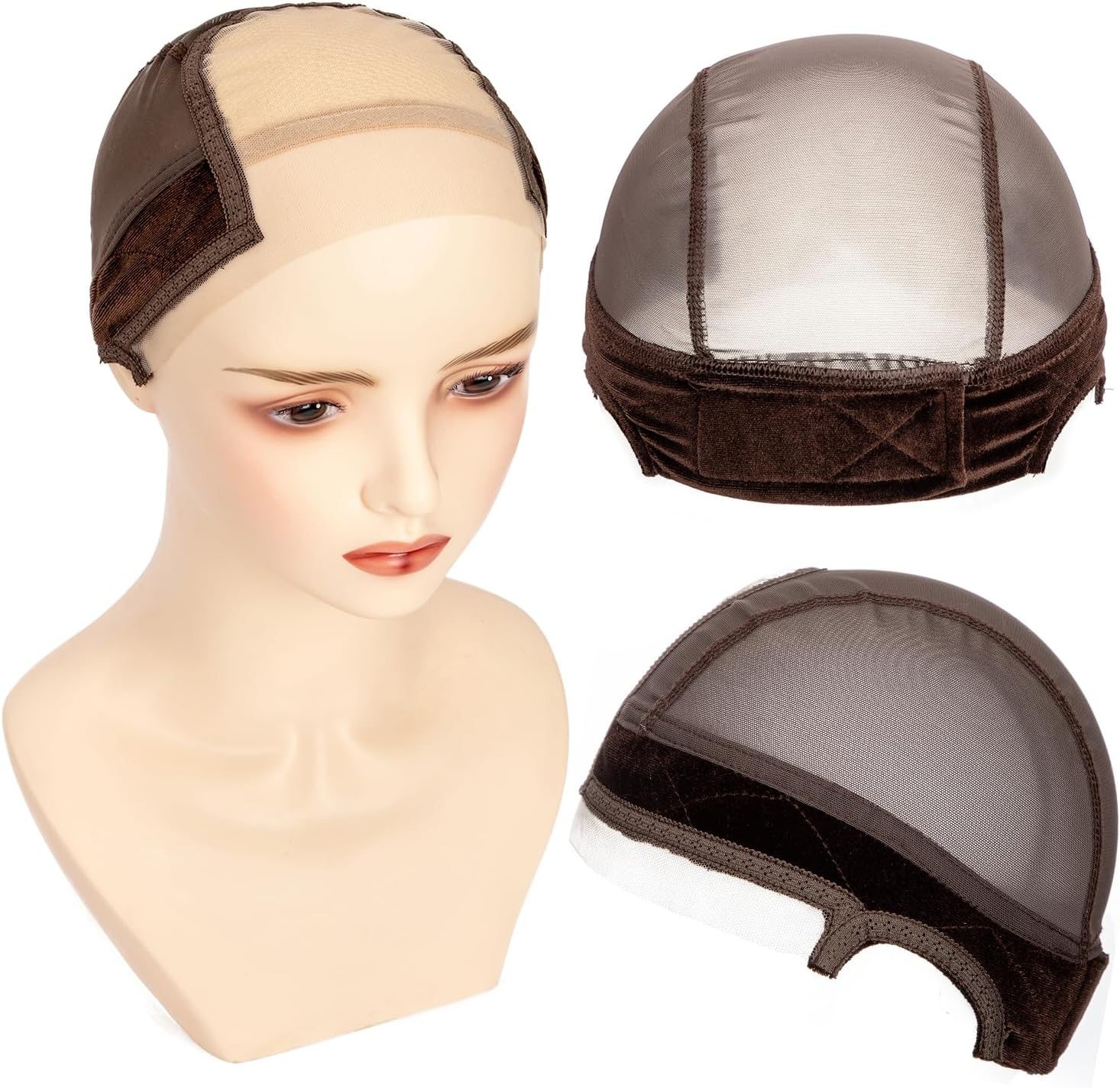 Koskusder lace wig cap with grip band front view
