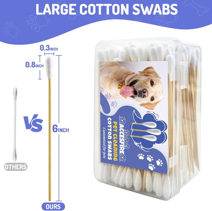 200 count pet grooming cotton swabs in storage container