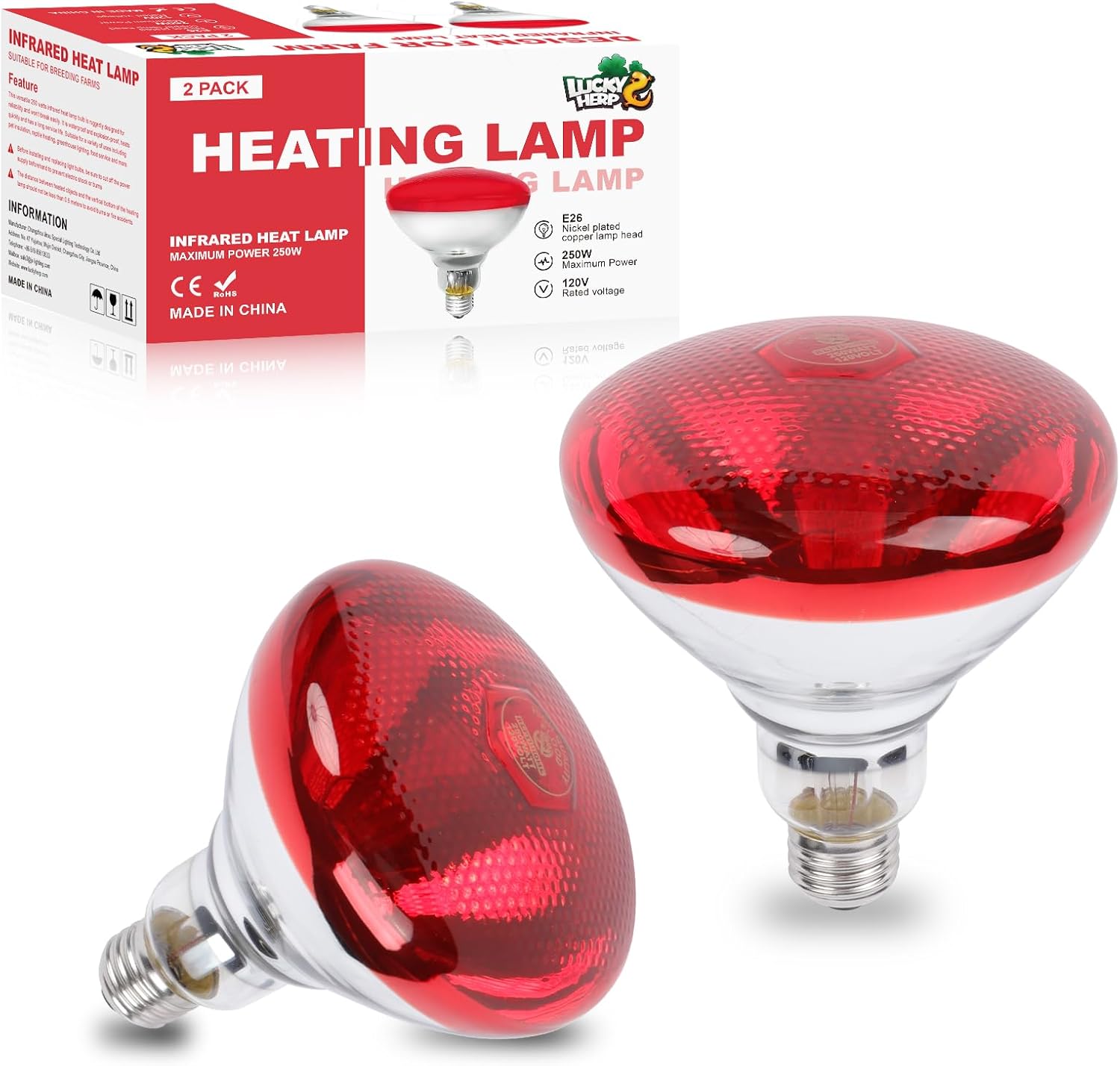 LUCKY HERP Infrared Heat Lamp for Chickens - 250 Watts Red Heat Lamp Bulb 1 Pack, Heat Light Bulb for Brooder Coop, Food Service, Chicks, Pet, Reptile - Image 9