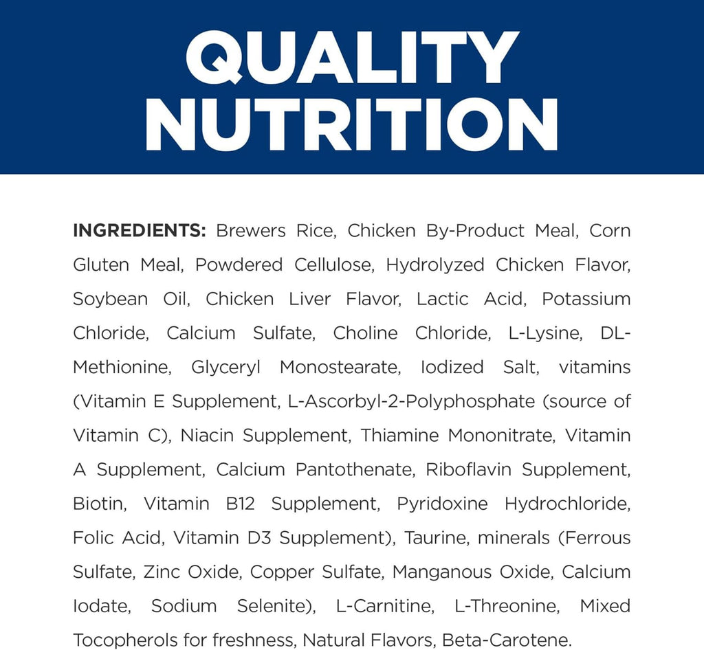 Hill's Prescription Diet r/d chicken flavor cat food nutritional information label