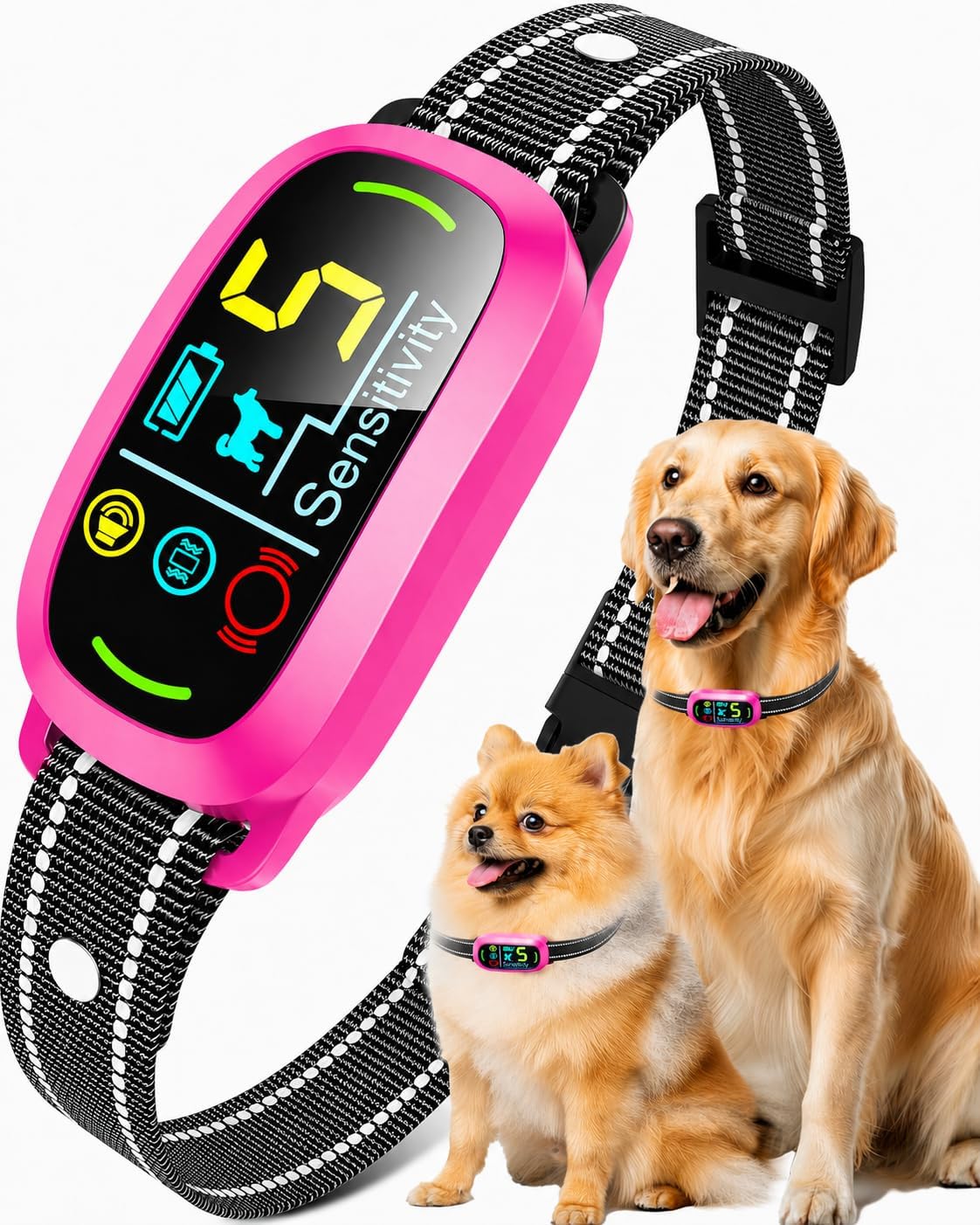 Smart AI Bark Collar for Large Medium Small Dogs, Anti Barking Device with 5 Training Modes, Exclusive Forced Bark-Stopping, Rechargeable IP67 Waterproof Bark Collar with 5 Sensitivity (Black) - Image 11