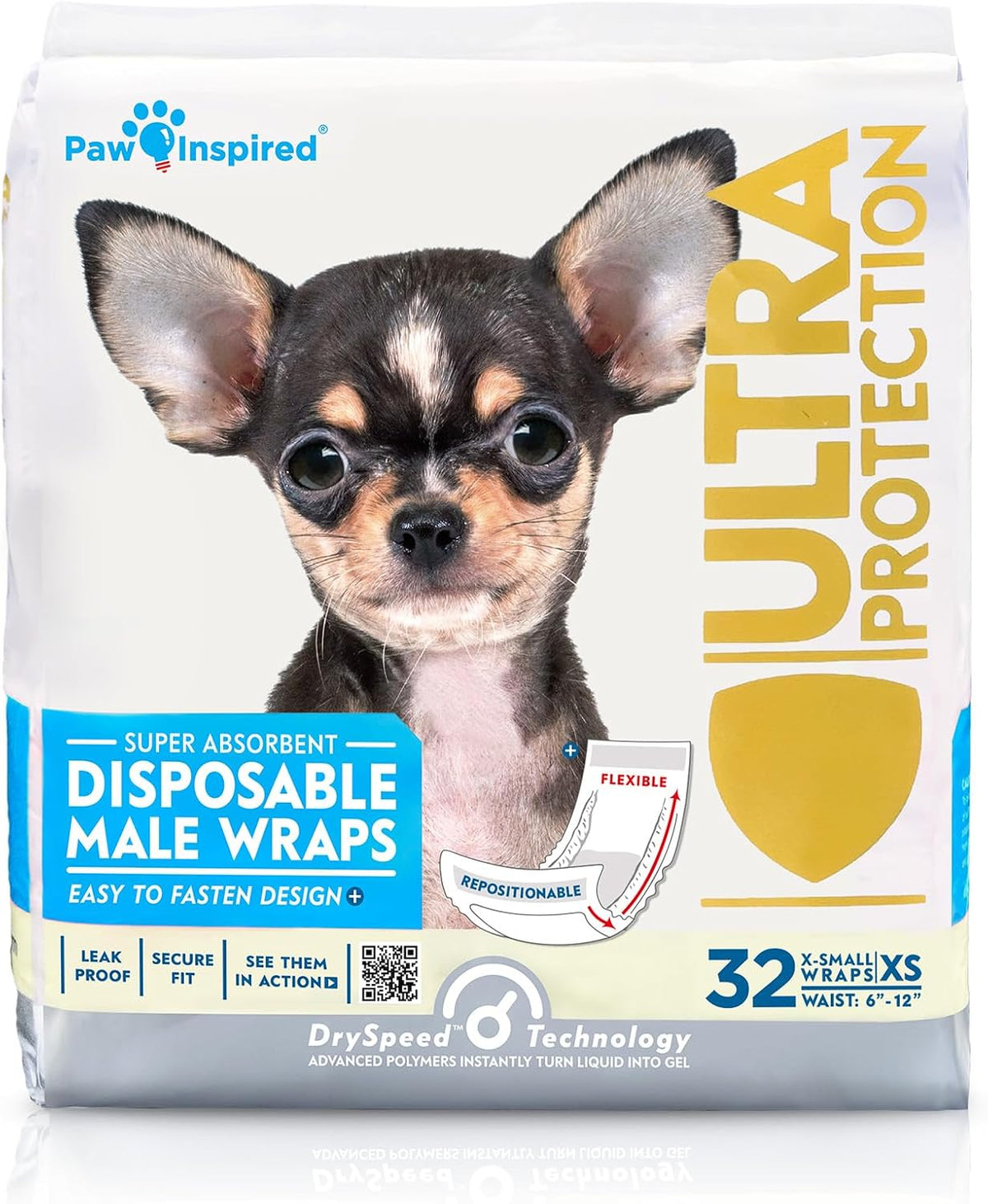 Paw Inspired Disposable Male Dog Wraps, Belly Band for Dogs | Disposable Dog Diapers | Belly Bands for Male Dogs (12 Count, X-Small) - Image 10
