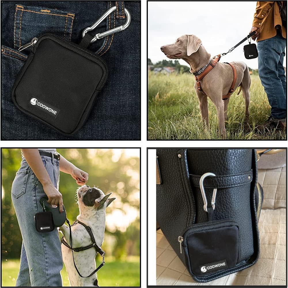 Dog Treat Pouch 2 PCS, Waterproof Small Dog Treat Bag for Leash, Hands Free Dog Walking Bag with Carabiner, Dog Poop Bag Holder for Pet Puppy Travel or Outdoor Use, Zipper Closure to Avoid Spilling - Image 9