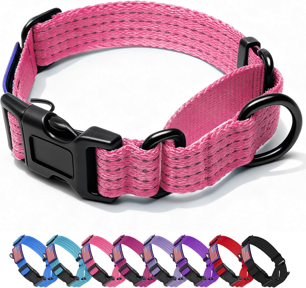 Martingale Dog Collar, Reflective No Pull Training Collar with Quick Release Buckle & USA Flag, Heavy-Duty Nylon, Adjustable for Small Medium Large Dogs (L,Red with Flag - Image 9