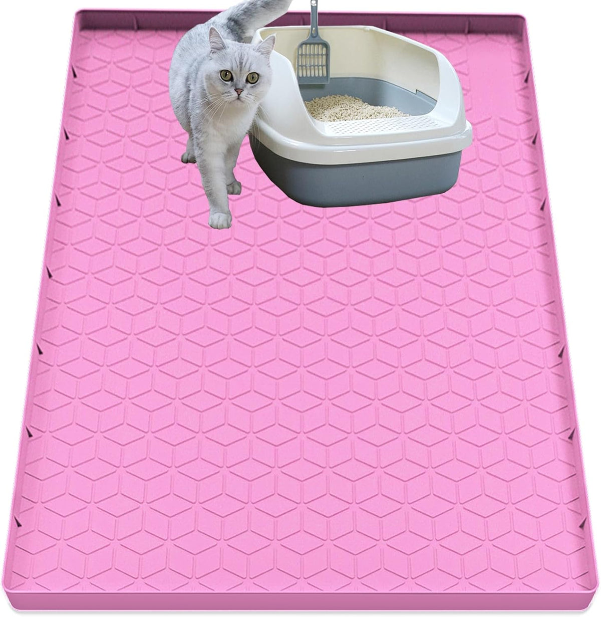 Cat Litter Mat for Litter Box, Silicone Large Cat Litter Trapping Mat - 34x22 in, Waterproof & Non-Slip, Durable & Easy Clean, Gray - Image 12