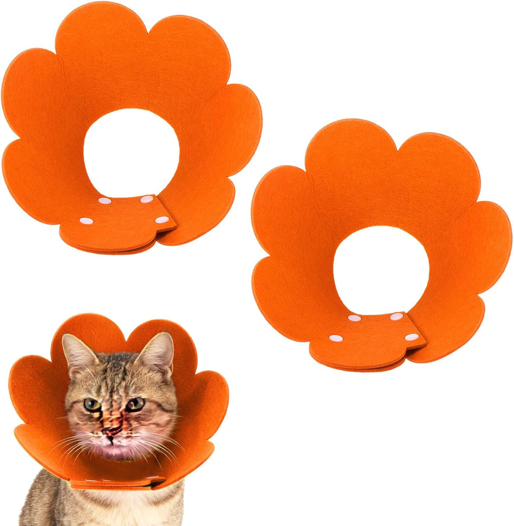 Felt Cat Recovery Collar, Cute Flower Cat Recovery Collar Adjustable Recovery Cones (2Pcs, M 8.7-9.8inch, Yellow/Pink) for Small Dogs Kittens Cats - Image 15