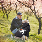 Close up of I Love My Dad text on GreenJoy pet hoodie