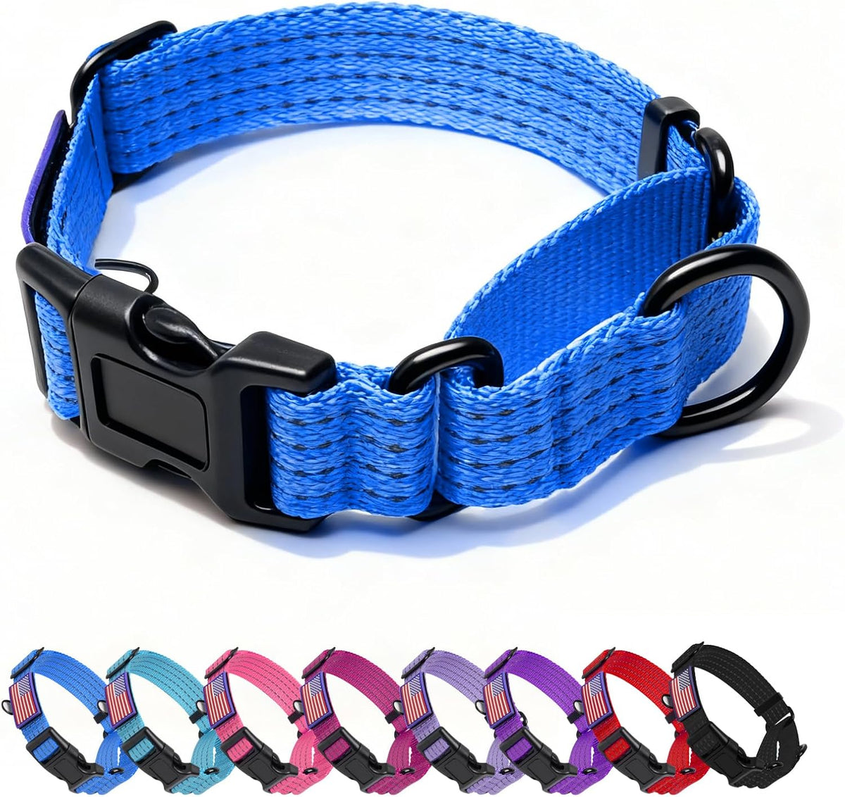 Martingale Dog Collar, Reflective No Pull Training Collar with Quick Release Buckle & USA Flag, Heavy-Duty Nylon, Adjustable for Small Medium Large Dogs (L,Red with Flag - Image 15