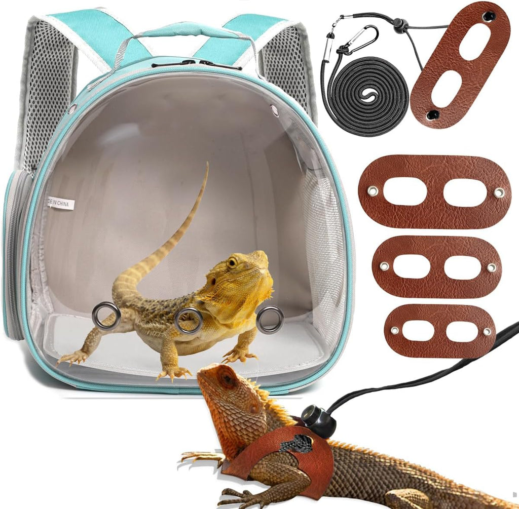 Bearded Dragon Backpack Carrier,Reptile Portable Backpack Carrier with Small Backpack Harness Leash Set,Space Capsule Clear Bubble Window Travel Backpack for Lizard Travel,Guinea Pig,Rabbit - Image 11