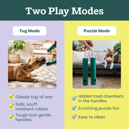 Premium imported WOOF Nomchucks pet puzzle toy being used for indoor enrichment
