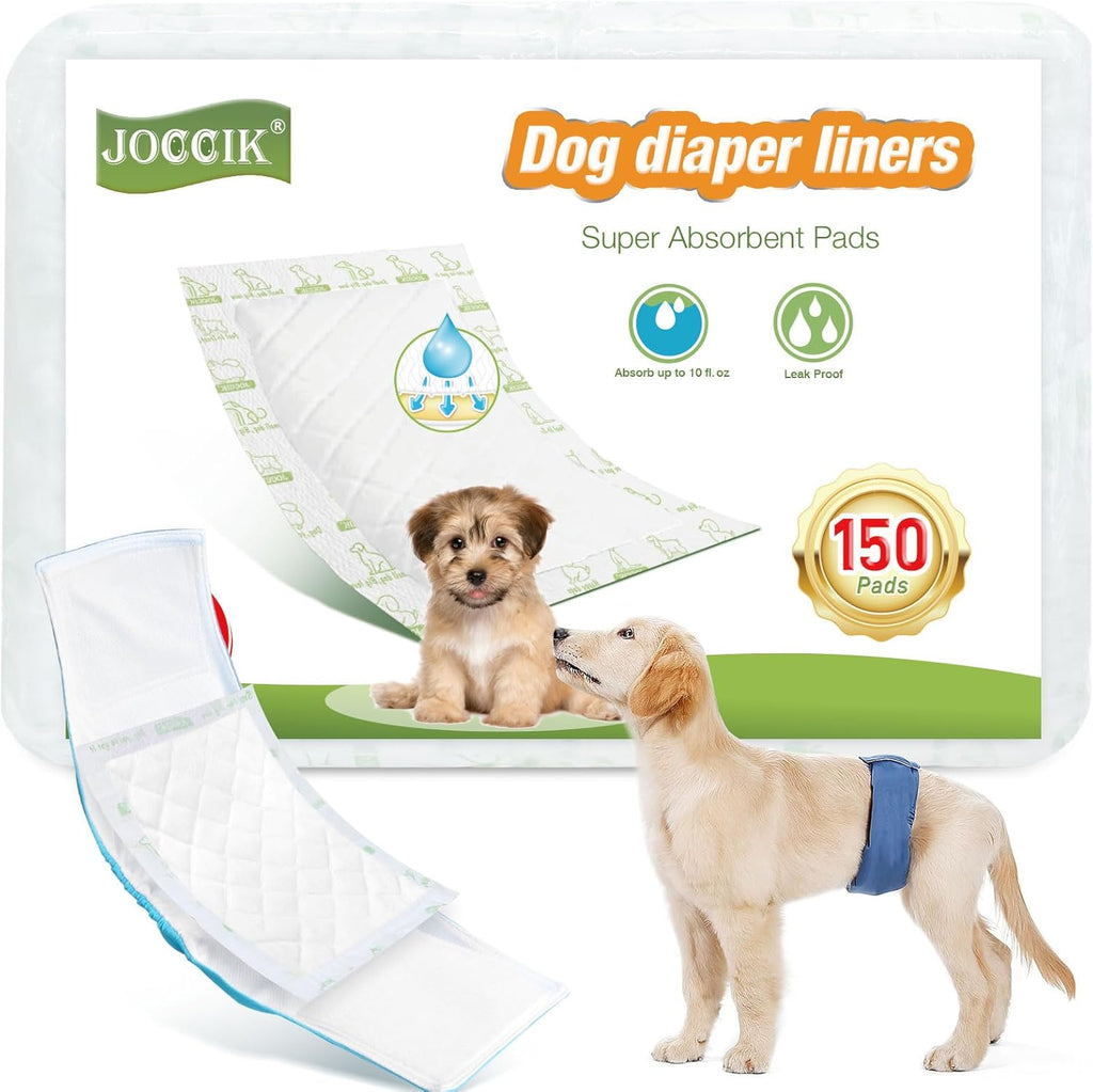 JOCCIK dog diaper liners 150 count box package front view showing authentic imported pet supply styling