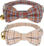 2 Pack Soft Corduroy Cat Collars with Bow Tie & Bell Adjustable Breakaway Kitten Bowtie Collar for Girl Boy Cats(Orange & Green) - Image 9