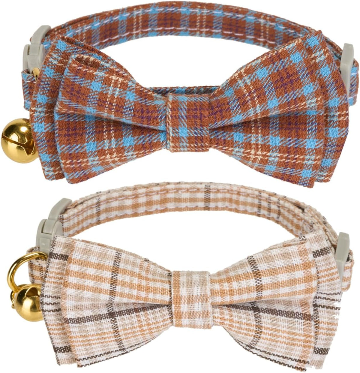 Detailed shot of the high quality stitching on the Ewinoom soft corduroy cat collar for skin protection.