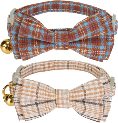Detailed shot of the high quality stitching on the Ewinoom soft corduroy cat collar for skin protection.