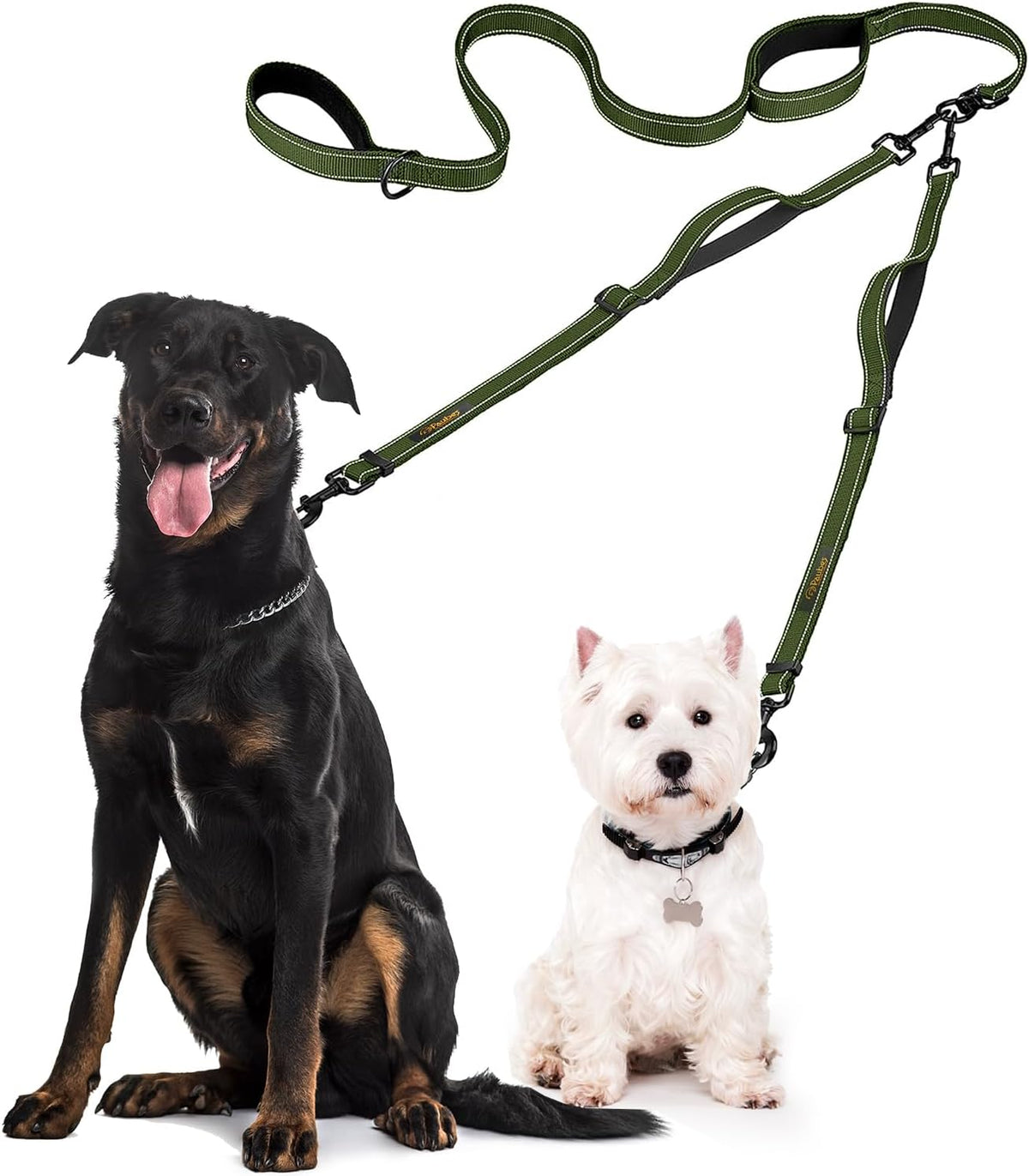 Double Dog Leash - Adjustable Length Long Leash for Dog Training - Dual Reflective Dog Leash with Non-Tangle Design - Heavy Duty Nylon and Metal Buckles - Ideal - Image 11