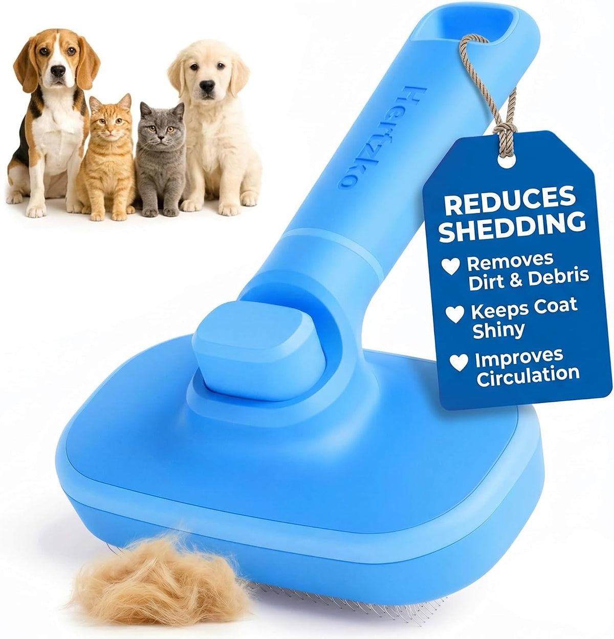 Hertzko Self Cleaning Slicker Brush for Dogs and Cats - Pet Hair Brush for Shedding Long and Short Hair - Easy Clean Retractable Bristles - Cat and Dog Grooming Tool - Purple - Image 9