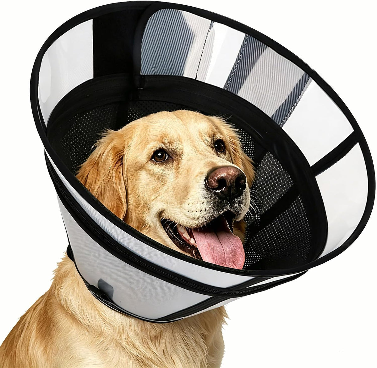Supet upgraded dog cone collar front view black