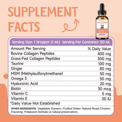 Educational graphic showing benefits of collagen for cat skin and coat