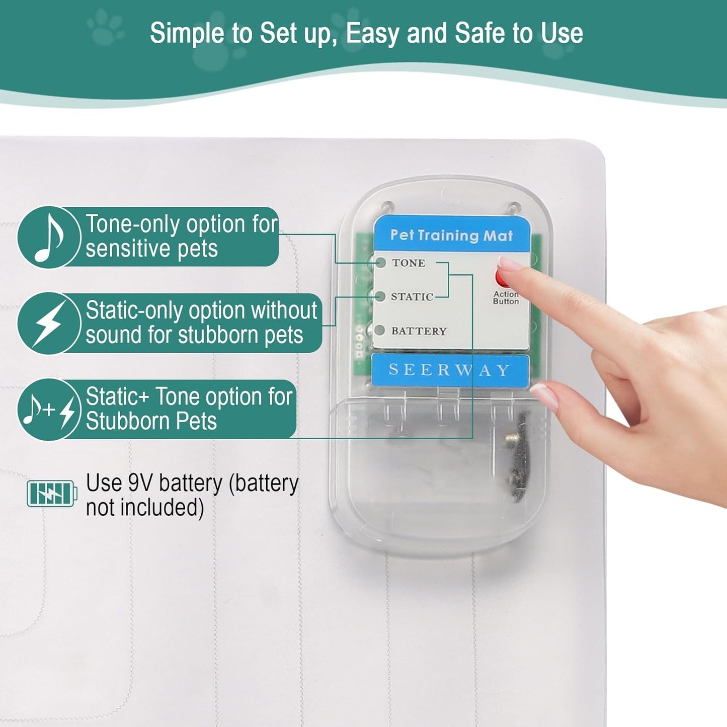 Seerway pet training mat placed on a kitchen countertop