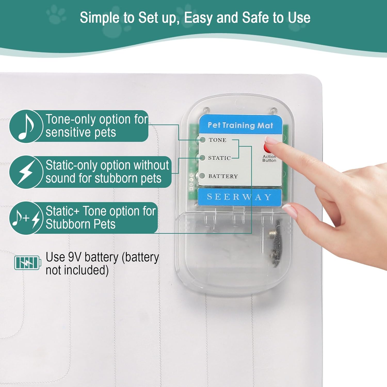 Seerway pet training mat placed on a kitchen countertop