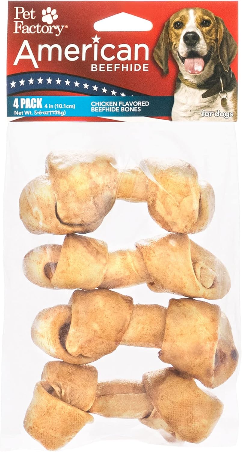 Pet Factory American Beefhide Knotted Bones front view packaging
