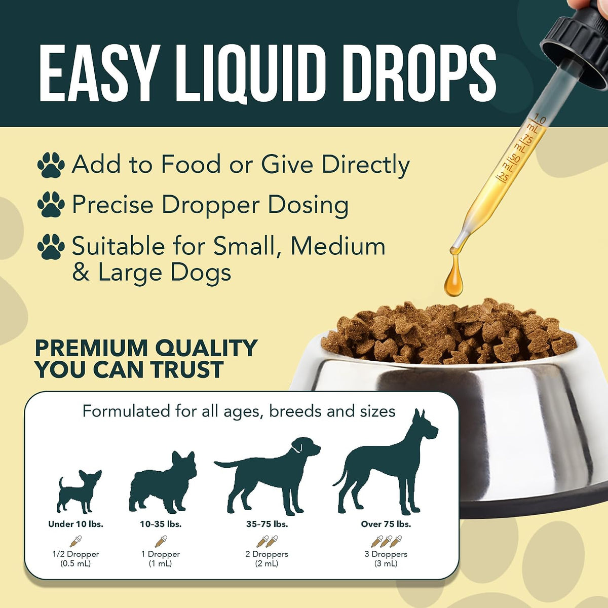 Wagsology yeast infection relief liquid being added to canine food
