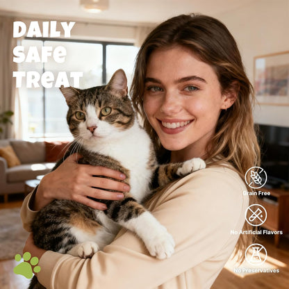 Grain-free and high-protein label on M-Pets treat packaging