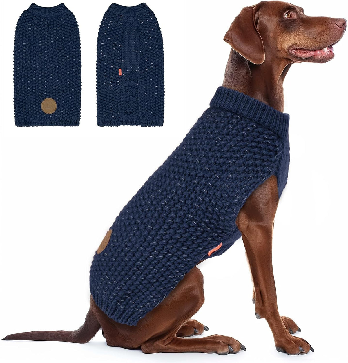 KYEESE Dog Sweater with Leash Hole Comfy Pullover Sweater Medium Size Male with Reflective Yarn Warm Pet Coats Stretchy Cozy Lightweight Thick Knitwear Dog Clothes,Grey, X-Large - Image 10