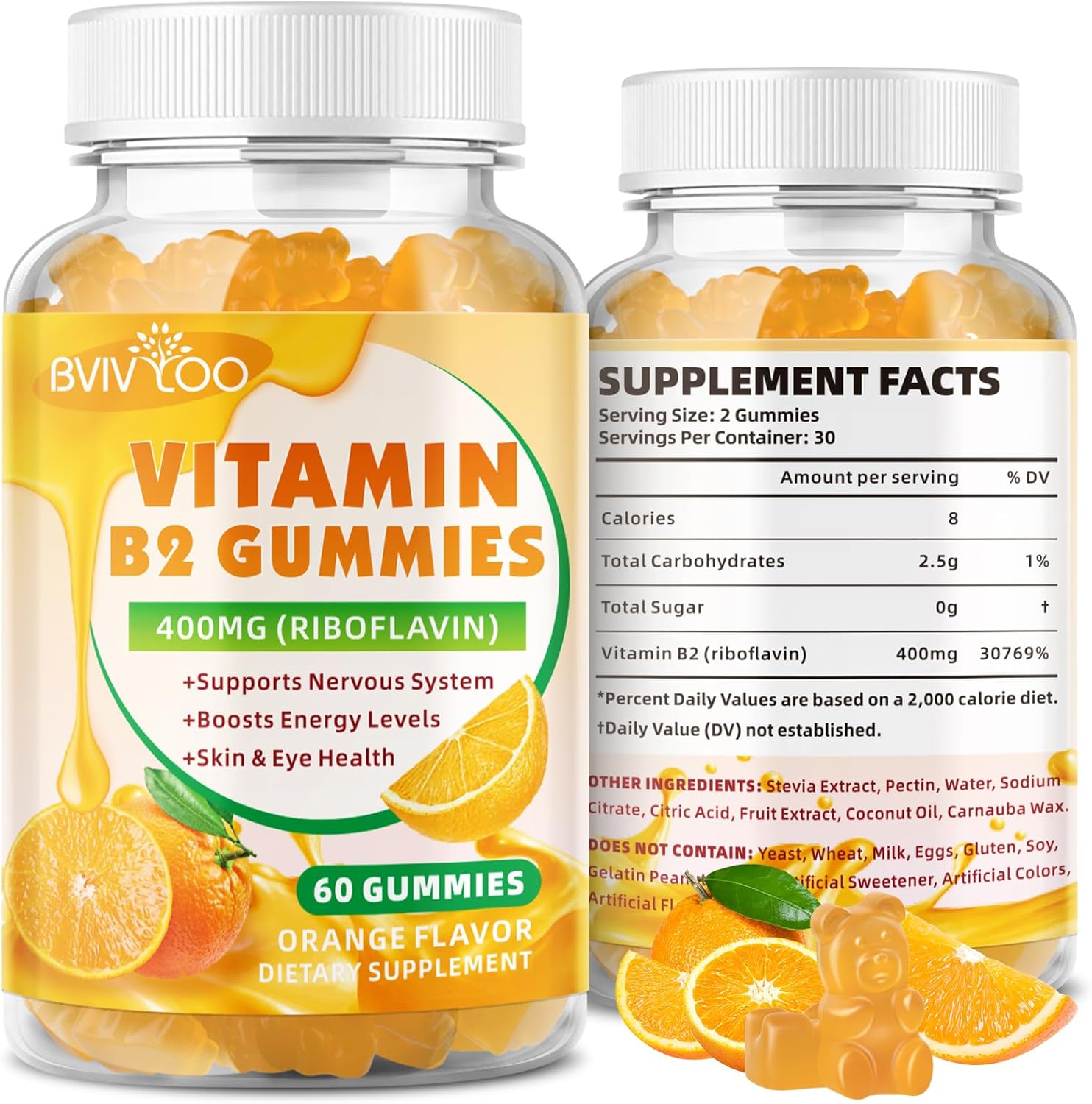 Safgumjel Vitamin B2 Riboflavin 400mg Gummies front view bottle for migraine relief