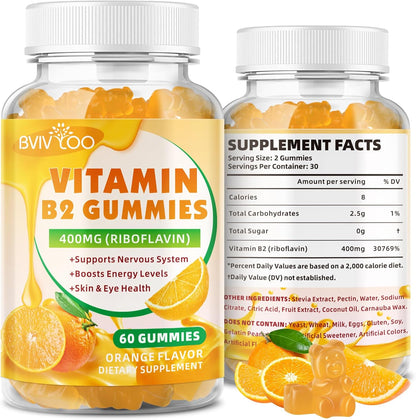 Safgumjel Vitamin B2 Riboflavin 400mg Gummies front view bottle for migraine relief