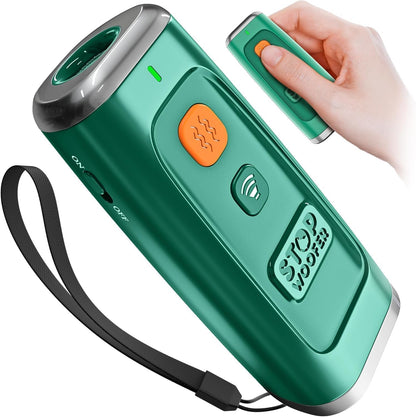 Stopwoofer dog bark deterrent device front view green finish