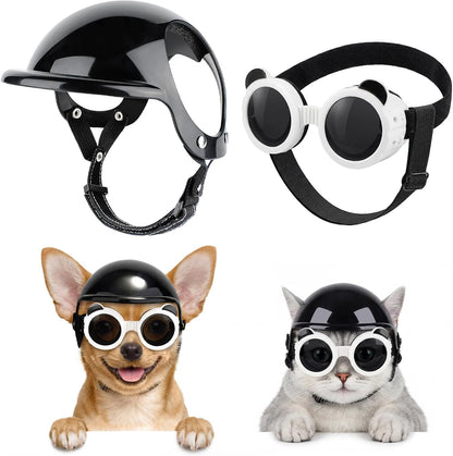 SlowTon Dog Helmet and Goggles - UV Protection Doggy Sunglasses Dog Glasses Pet Motorcycle Helmet Hat with Ear Holes Adjustable Belt Safety Hat for Small Medium Large Dogs Puppy Riding (Black, S) - Image 13