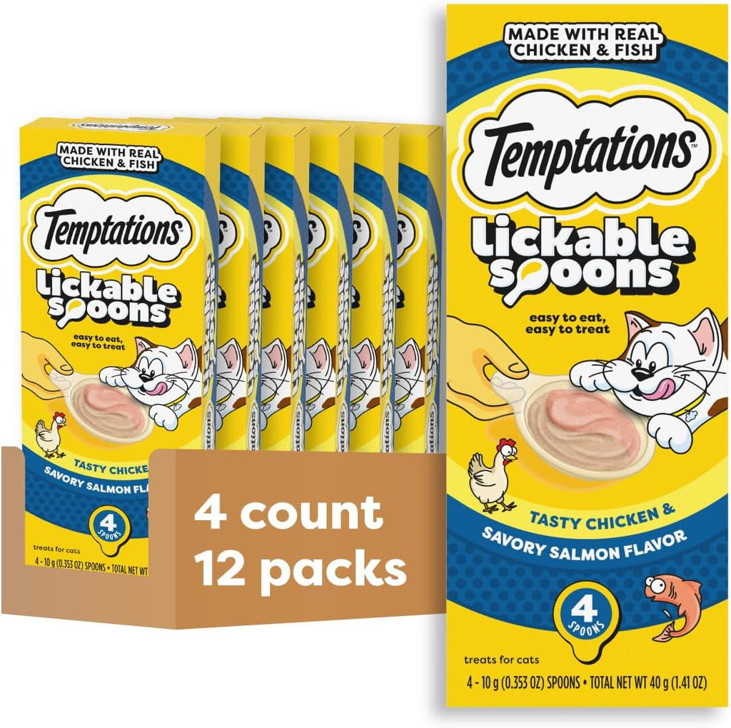 Temptations Lickable Spoons, Soft Lickable Cat Treats, Adult Wet Cat Treats, Savory Salmon and Tempting Tuna Flavor, 4 Spoons, Pack of 12 (48 Total) - Image 12