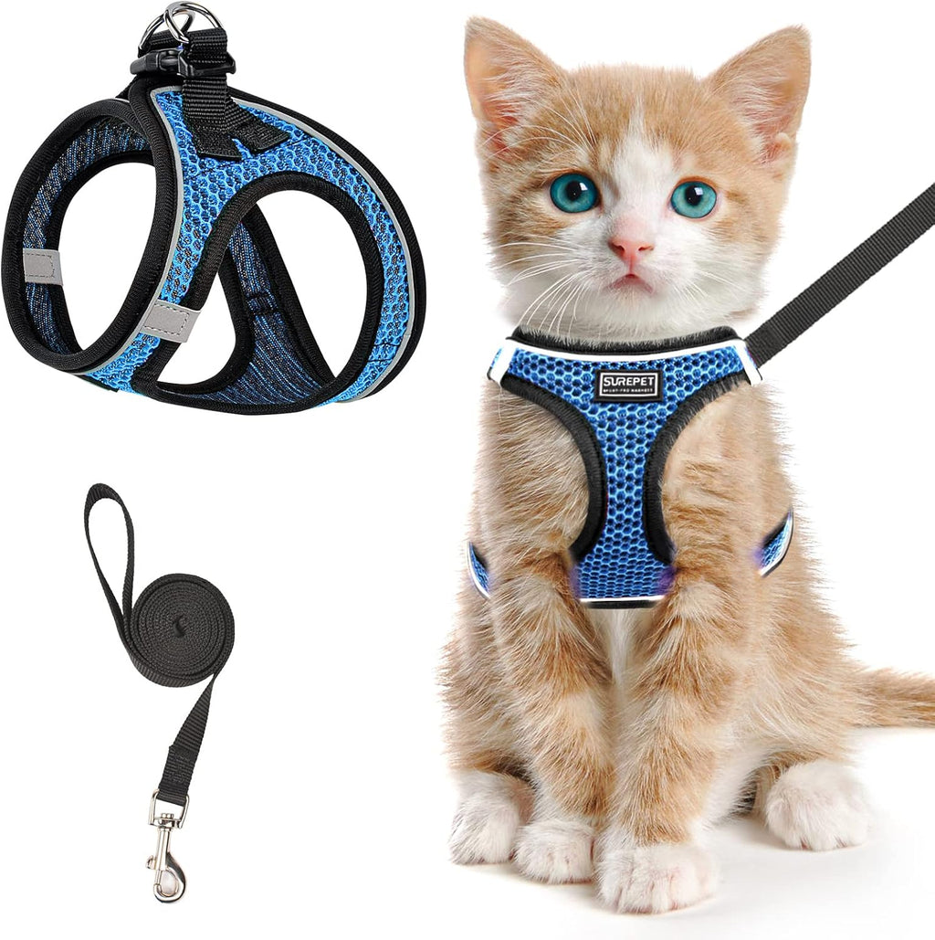 SALFSE Escape Proof Cat Harness front view comfortable blue kitten vest