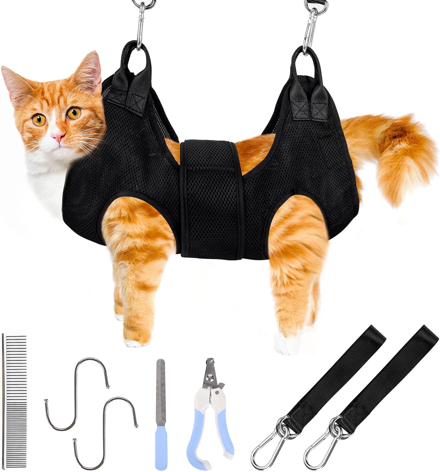 PatiencET Dog Grooming Hammock for Small Dogs Pet Hammock for Nail Trimming Dog Sling for Nail Clipping Dog Hanging Harness (Black S) - Image 9