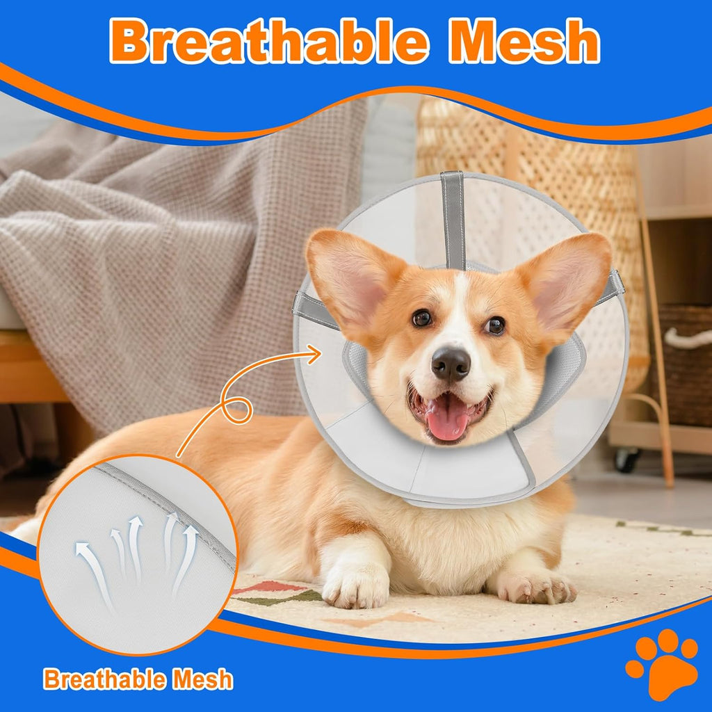 Joypig medical pet collar highlighting transparent mesh for clear peripheral vision