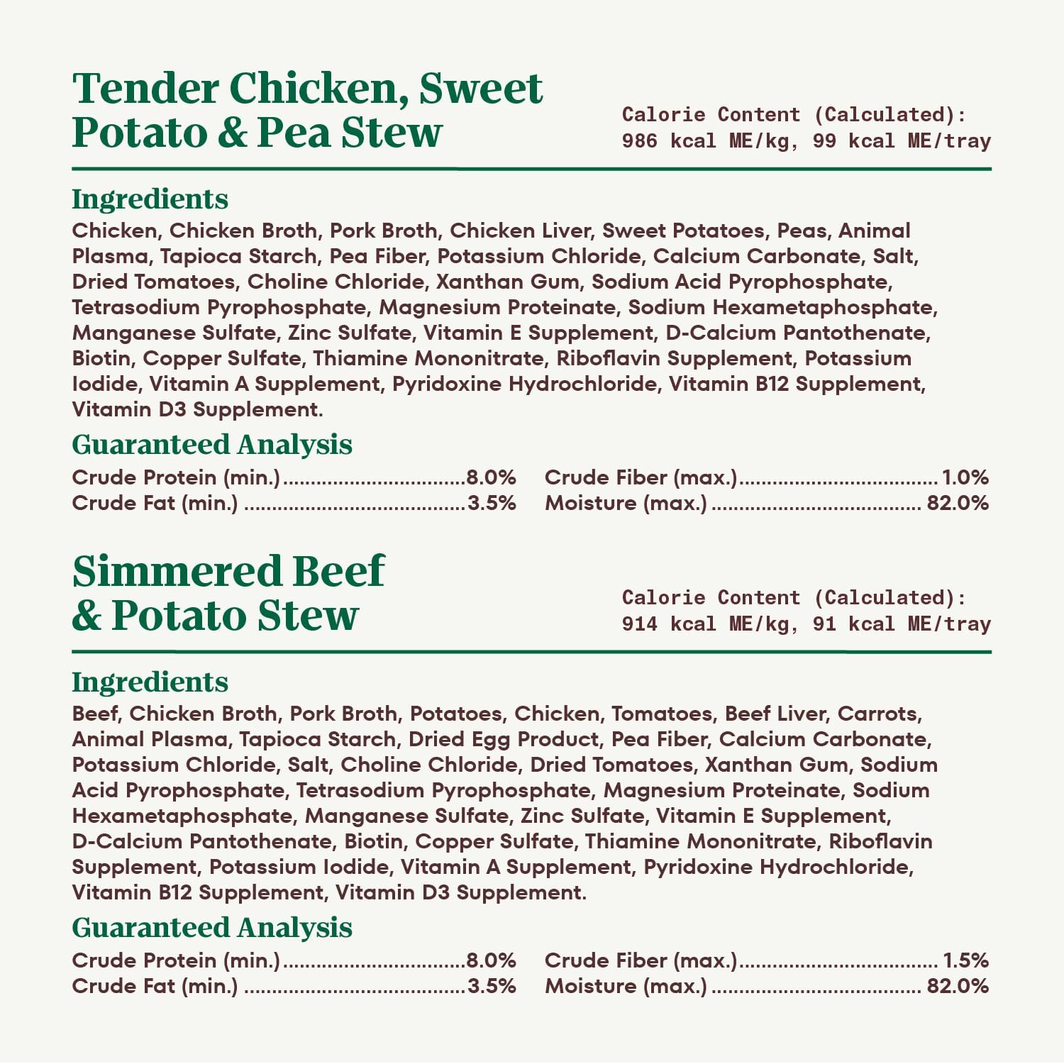 Dog food wet stews without corn wheat or soy for adult dogs