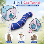 Rypet interactive collapsible cat tube with hanging toy ball and bell