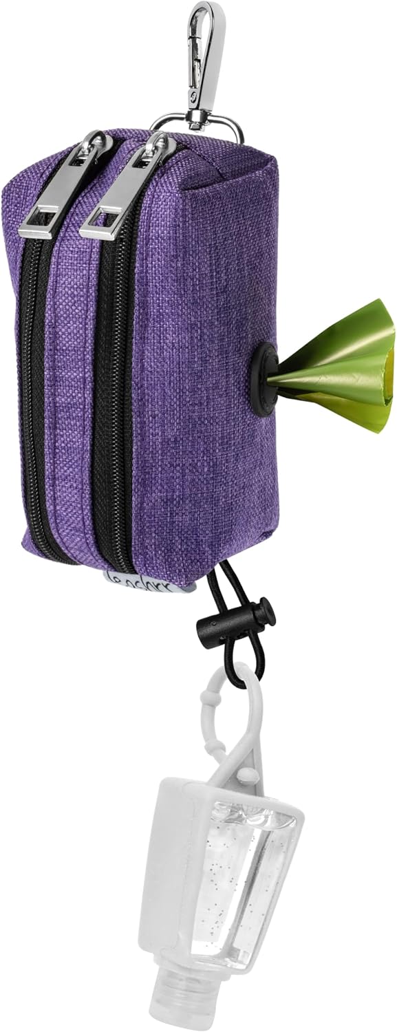 Hands free dog walking accessory with metal carabiner clip attachment.