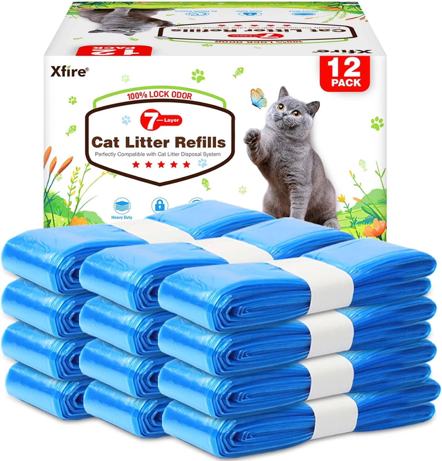 Xfire twelve pack cat litter refill bags front view packaging