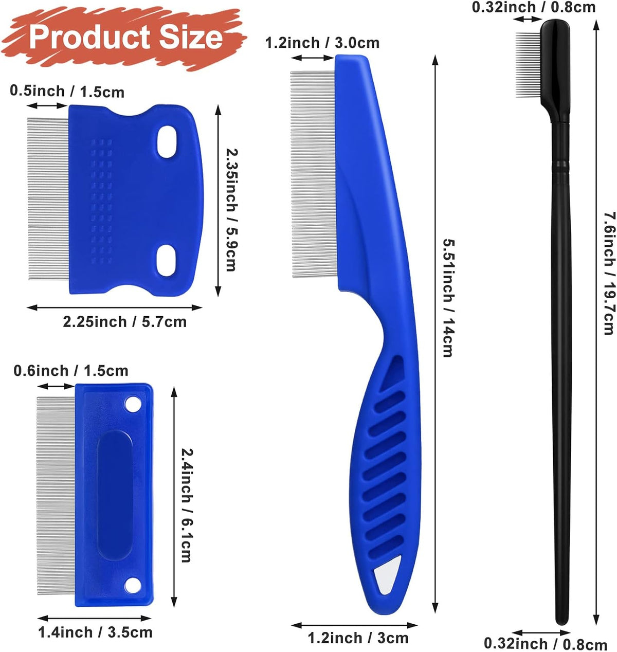 Close up of the rounded stainless steel teeth on the Boao pet eye cleaning comb