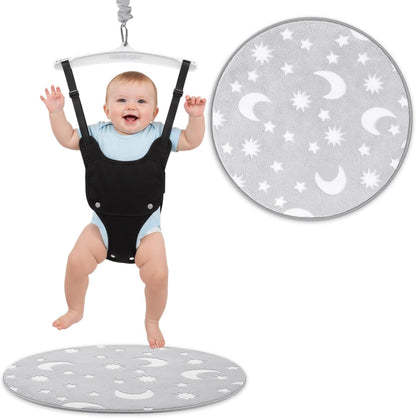 Nuanchu baby jumper mat gray and white front view for toddler exercise