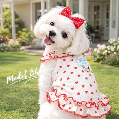 AXIIJGL small dog dress ruffle hem details and durable stitching closeup.