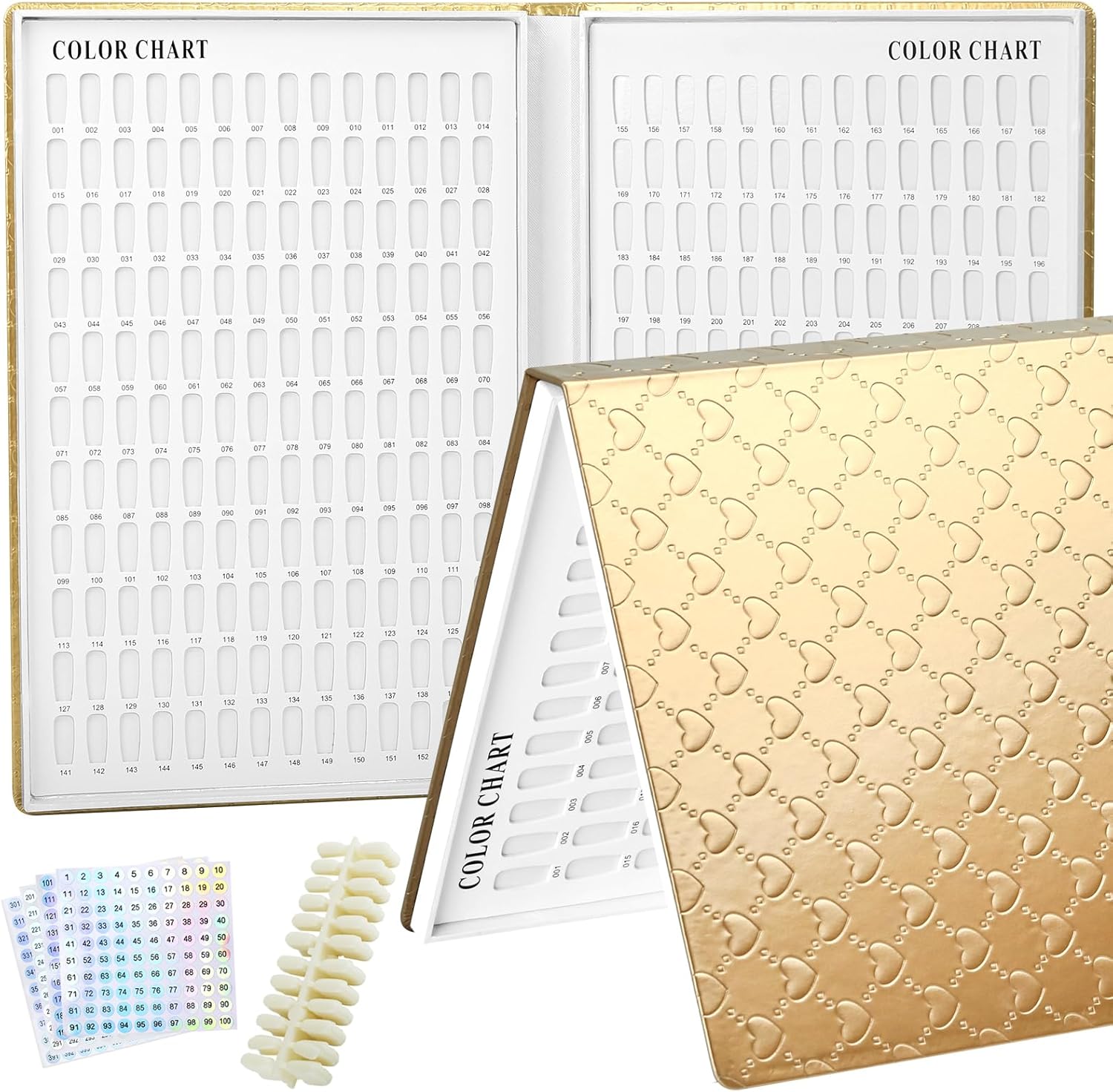 308 Colors Nail Swatches Book with 360 Nail Tips Professional Nail Color Chart Card Display Gel Polish Book Nail Painting Practice Design Board No Need Pasting, No Need Glue for Nail Salons - Image 1