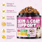 Back label of Cudory cat supplement detailing fish oil, biotin, and vitamin E ingredients.