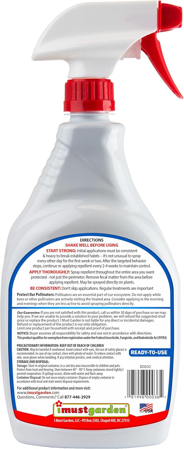 IMUSTGARDEN Dog and Cat Repellent: All Natural Spray to Stop Chewing and Repel from Yards, Plants, and Gardens - 32oz Easy Spray Bottle - Image 2