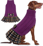 KYEESE Dog Sweater Stretchy Dogs Clothes Soft Turtleneck Pet Sweater Dress Pet Coats with Bowtie Thick Knitwear Warm Pullover Dog Sweaters for Medium Dogs Girl for Cold Weather Winter - Image 14