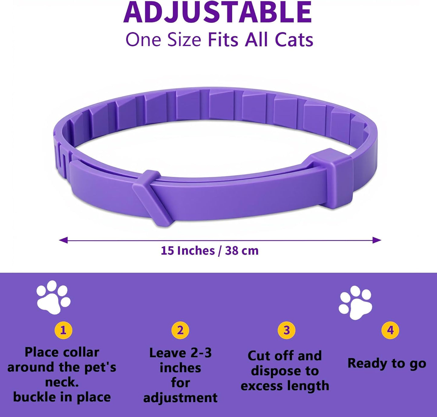 Cat wearing an adjustable protective pheromone collar in a home